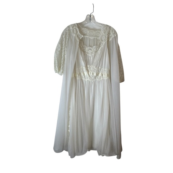 Vanity Fair Retro 60s Peignoir Two Piece Romantic Lace Nightgown & Robe Set S/M - Picture 2 of 15